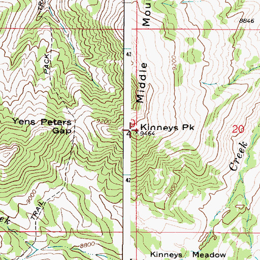 Topographic Map of Middle Mountain, UT