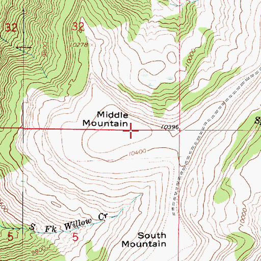 Topographic Map of Middle Mountain, UT