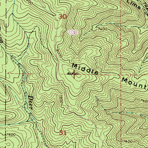 Topographic Map of Middle Mountain, UT