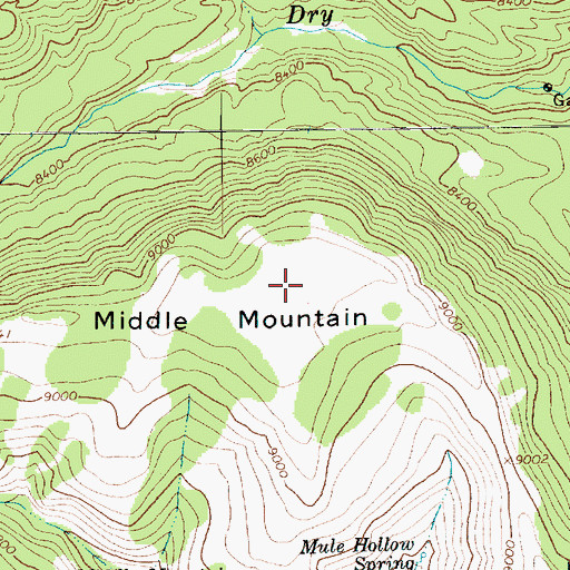 Topographic Map of Middle Mountain, UT