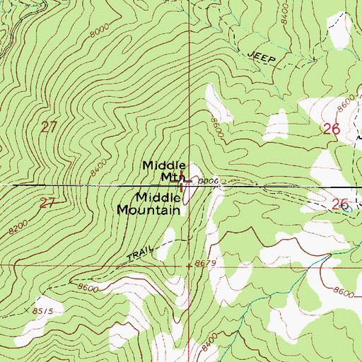 Topographic Map of Middle Mountain, UT