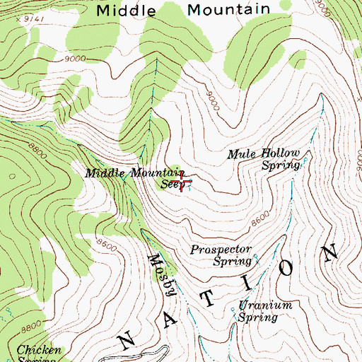 Topographic Map of Middle Mountain Seep, UT