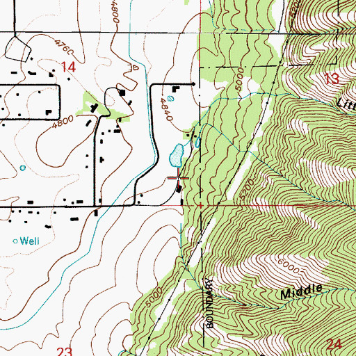 Topographic Map of Middle Slide Canyon, UT