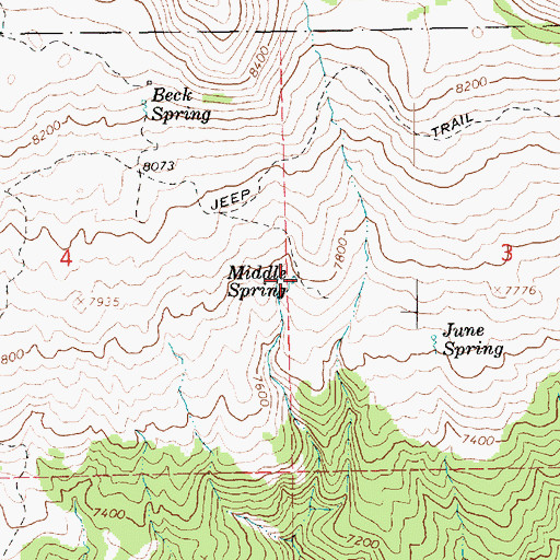 Topographic Map of Middle Spring, UT