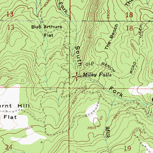 Topographic Map of Milky Falls, UT