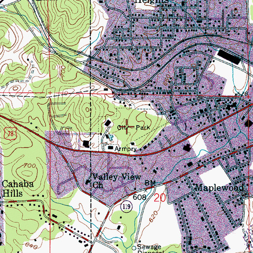 Topographic Map of Leeds City Park, AL