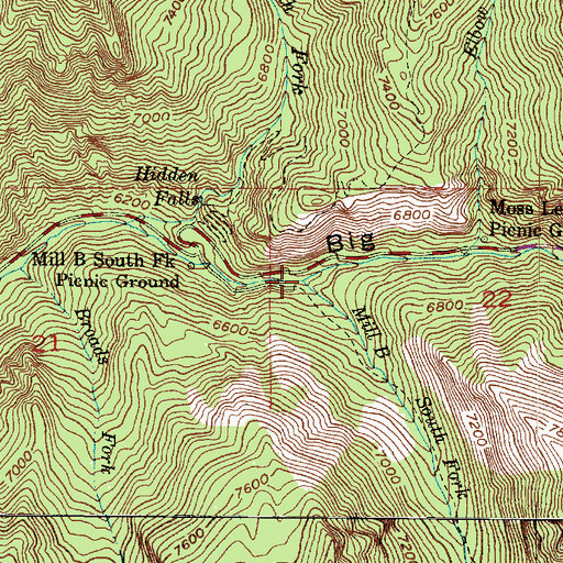 Topographic Map of Mill B South Fork, UT