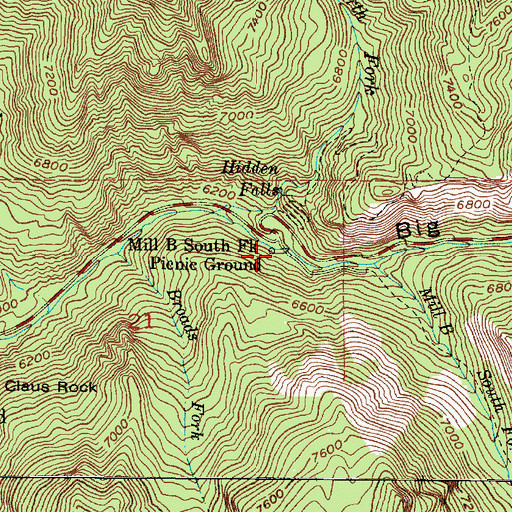 Topographic Map of Mill B South Fork Picnic Ground, UT