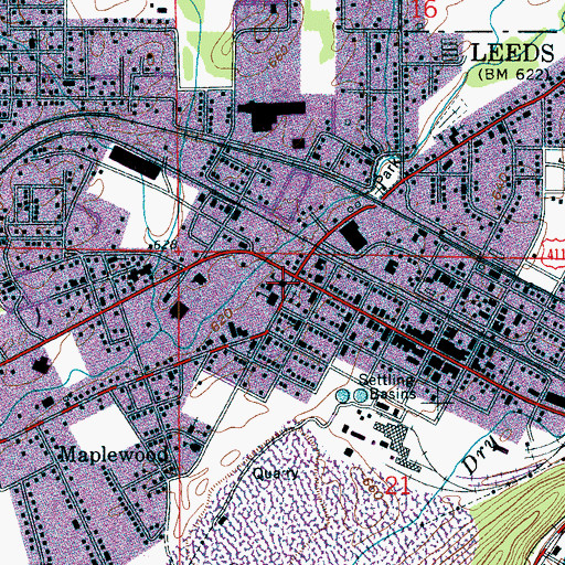 Topographic Map of Leeds Elementary School, AL