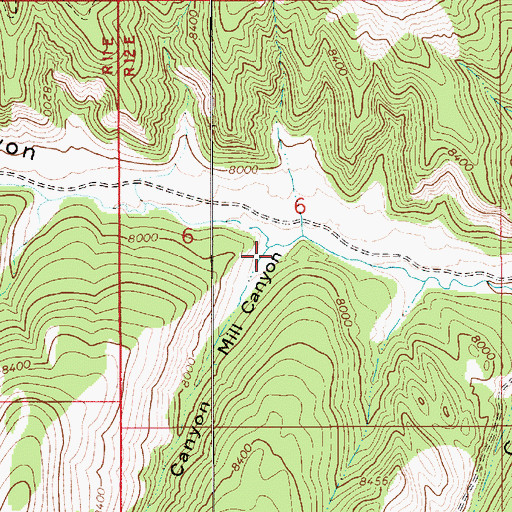 Topographic Map of Mill Canyon, UT