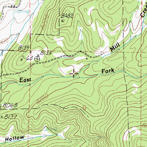 Topographic Map of Mill Creek, UT