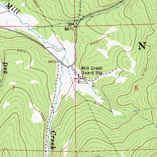 Topographic Map of Mill Creek Guard Station, UT