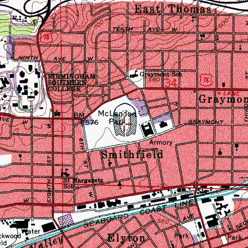 Topographic Map of Legion Field, AL