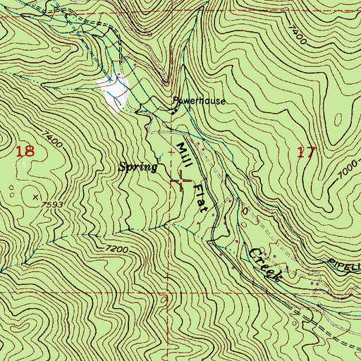 Topographic Map of Mill Flat, UT