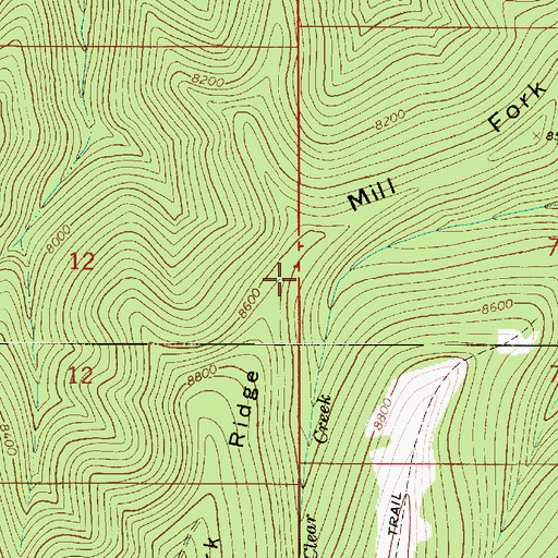 Topographic Map of Mill Fork Ridge, UT