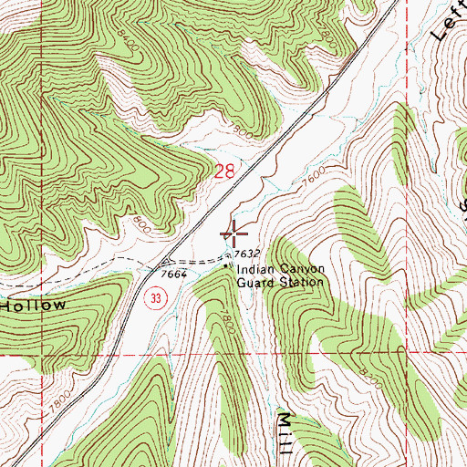Topographic Map of Mill Hollow, UT