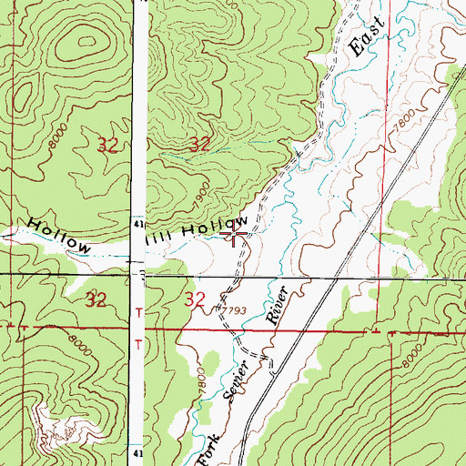 Topographic Map of Mill Hollow, UT