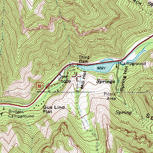 Topographic Map of Mill Hollow, UT