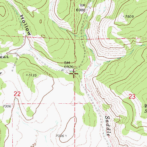 Topographic Map of Mill Hollow, UT