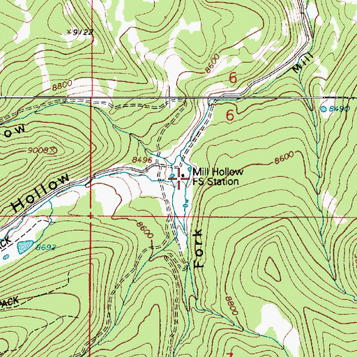 Topographic Map of Mill Hollow Guard Station, UT