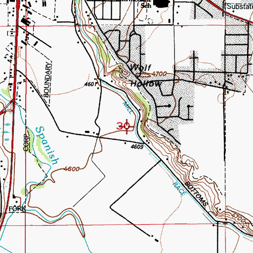 Topographic Map of Mill Race Canal, UT