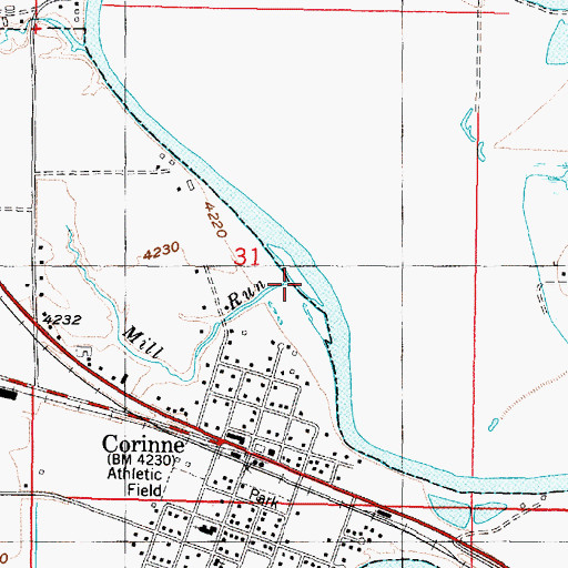 Topographic Map of Mill Run, UT