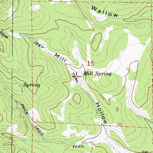 Topographic Map of Mill Spring, UT