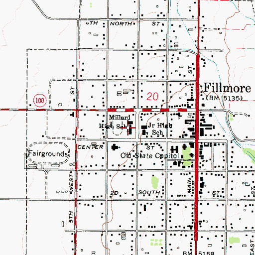 Topographic Map of Millard High School, UT