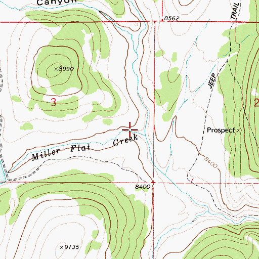 Topographic Map of Miller Flat Creek, UT