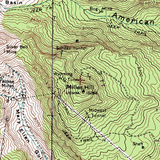 Topographic Map of Miller Hill, UT