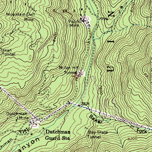 Topographic Map of Miller Hill Tunnel, UT