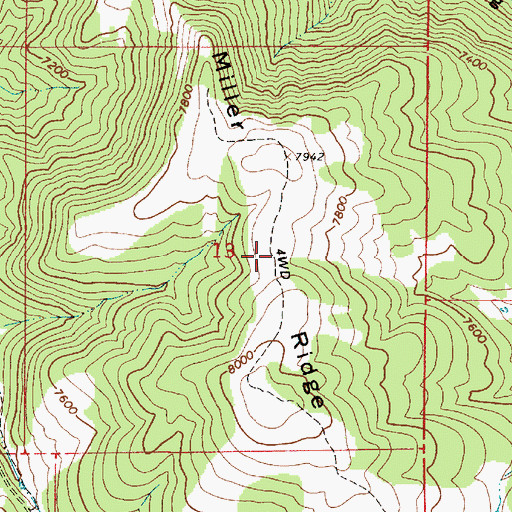 Topographic Map of Miller Ridge, UT