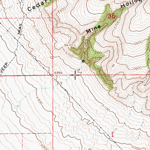 Topographic Map of Mine Hollow, UT