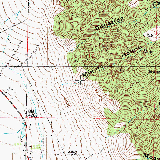 Topographic Map of Miners Hollow, UT