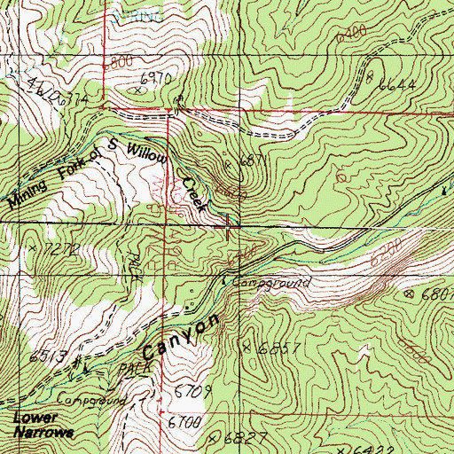 Topographic Map of Mining Fork of South Willow Canyon, UT