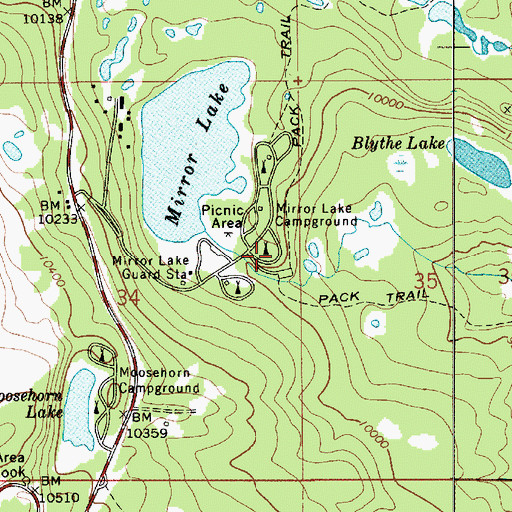 Topographic Map of Mirror Lake Campground, UT
