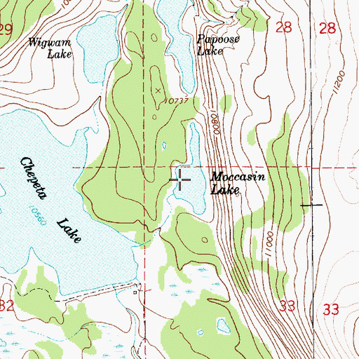 Topographic Map of Moccasin Lake, UT