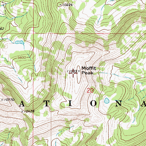 Topographic Map of Moffit Peak, UT