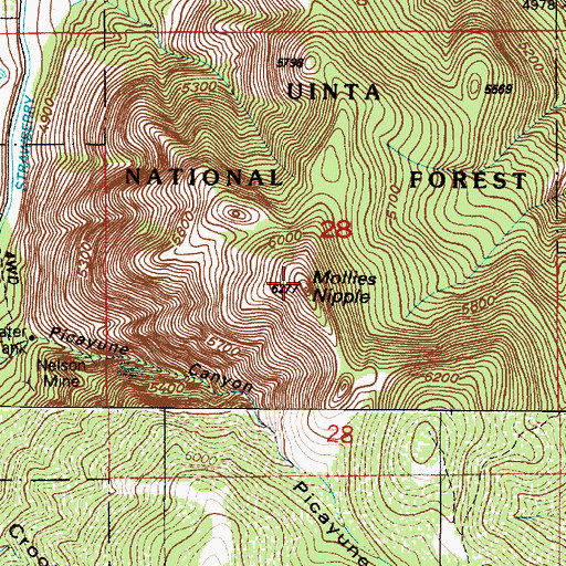 Topographic Map of Mollies Nipple, UT