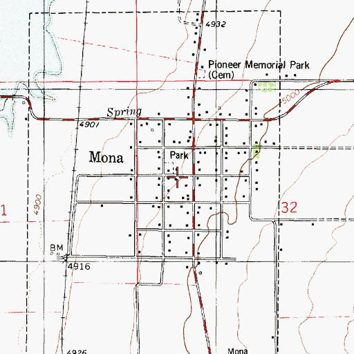 Topographic Map of Mona, UT