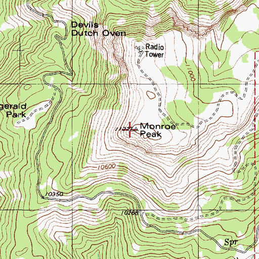 Topographic Map of Monroe Peak, UT