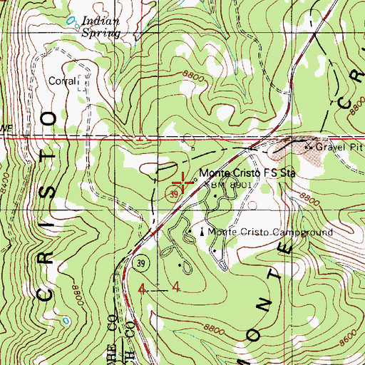 Topographic Map of Monte Cristo Guard Station, UT