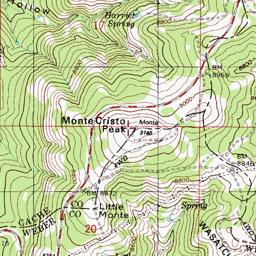 Topographic Map of Monte Cristo Peak, UT