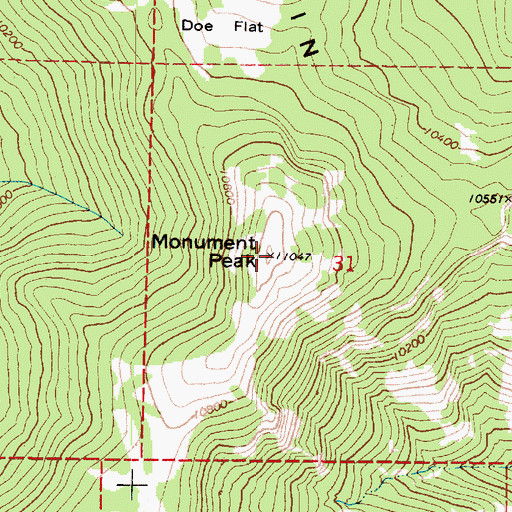Topographic Map of Monument Peak, UT