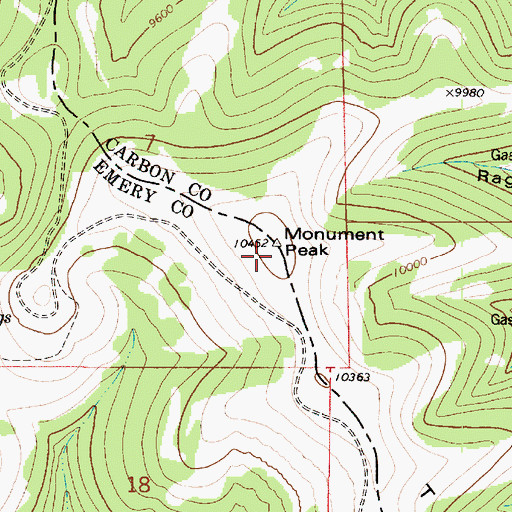Topographic Map of Monument Peak, UT