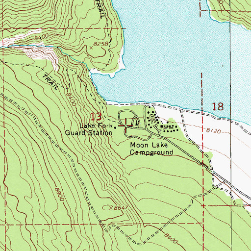 Topographic Map of Moon Lake Campground, UT