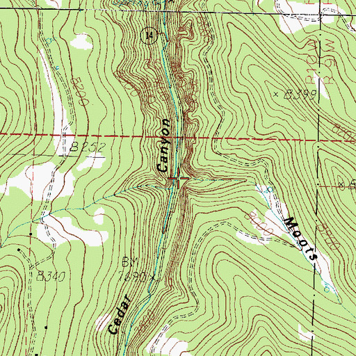 Topographic Map of Moots Hollow, UT