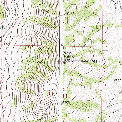 Topographic Map of Mormon Mountain, UT
