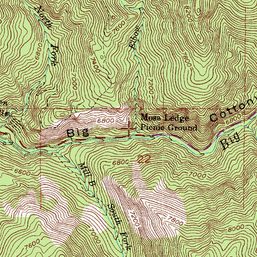 Topographic Map of Moss Ledge Picnic Ground, UT