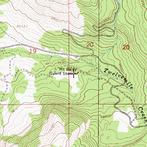 Topographic Map of Mount Baldy Guard Station, UT